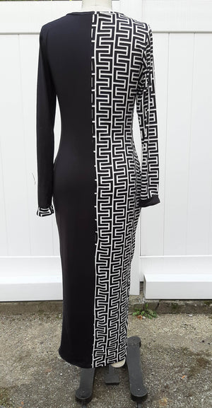 Black Solid w/ Geo Print Dress