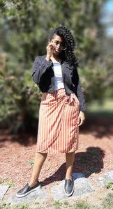 Rust/White Stripe Wrap Skirt