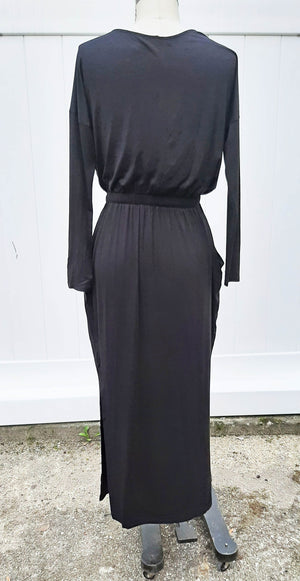Black Knit Dress w/ Drawstring