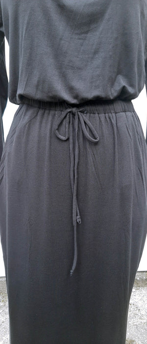 Black Knit Dress w/ Drawstring