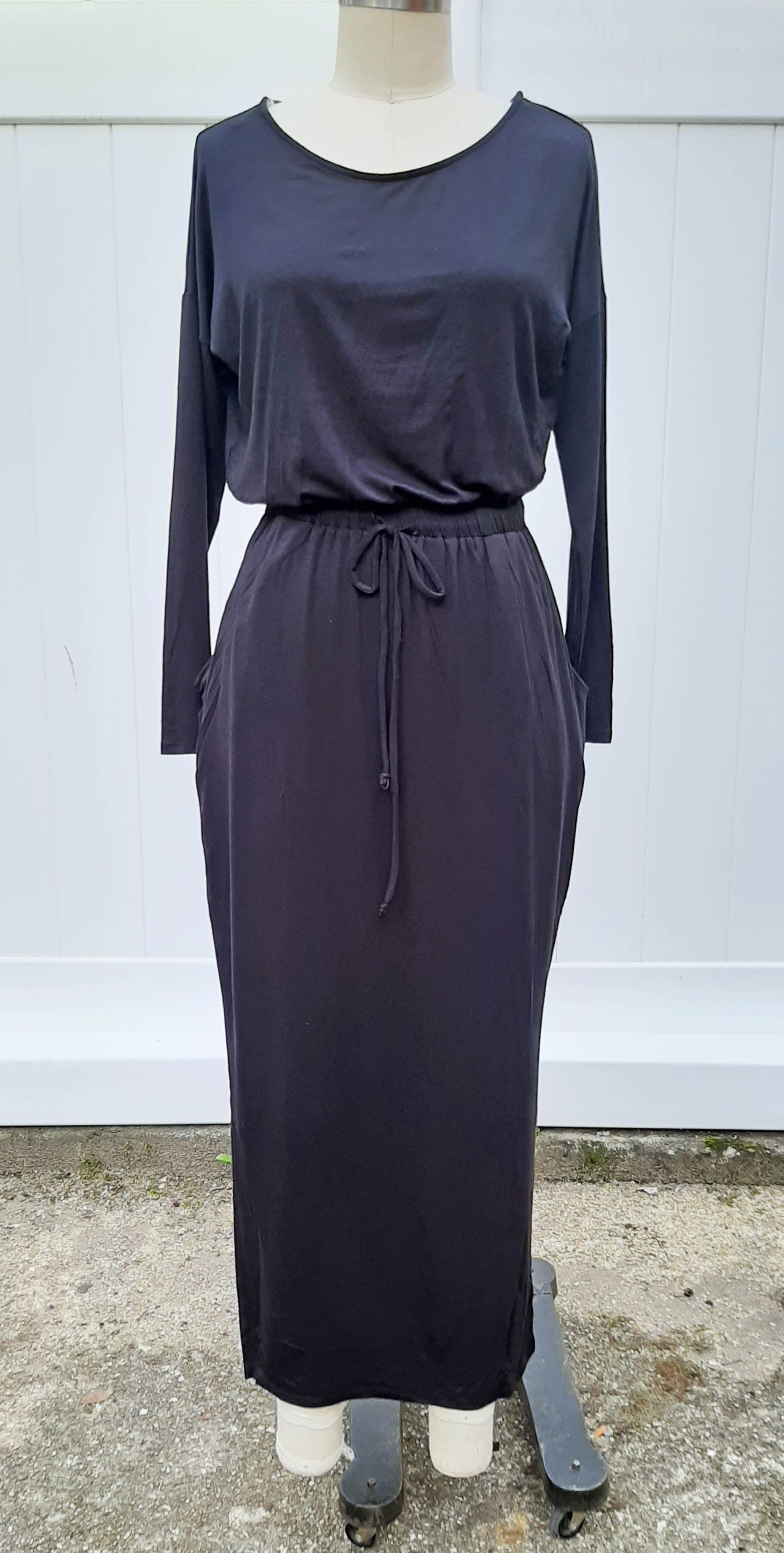 Black Knit Dress w/ Drawstring