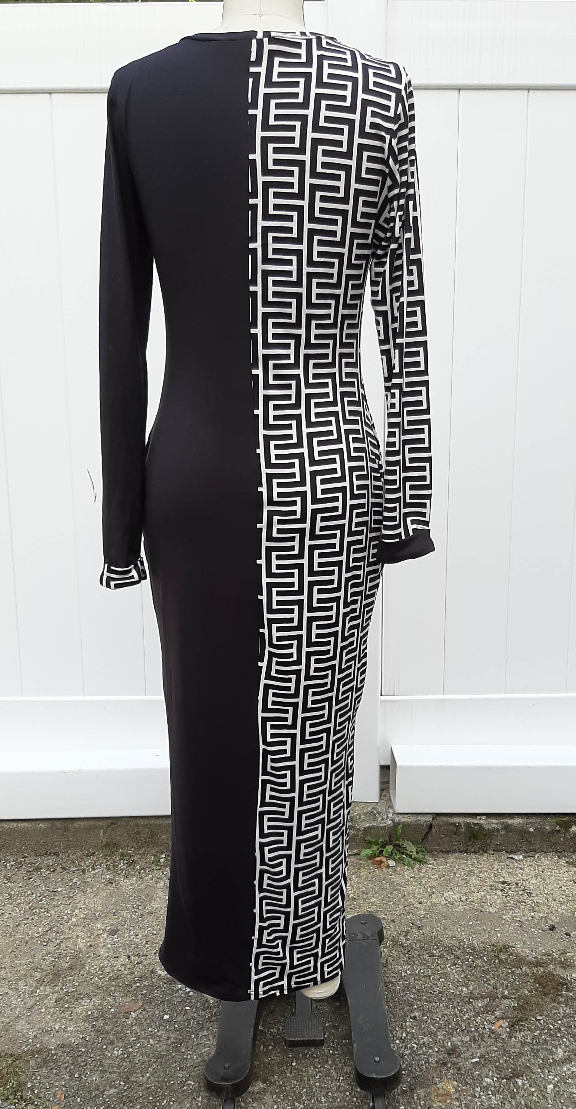 Black Solid w/ Geo Print Dress
