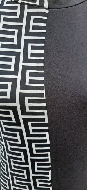 Black Solid w/ Geo Print Dress