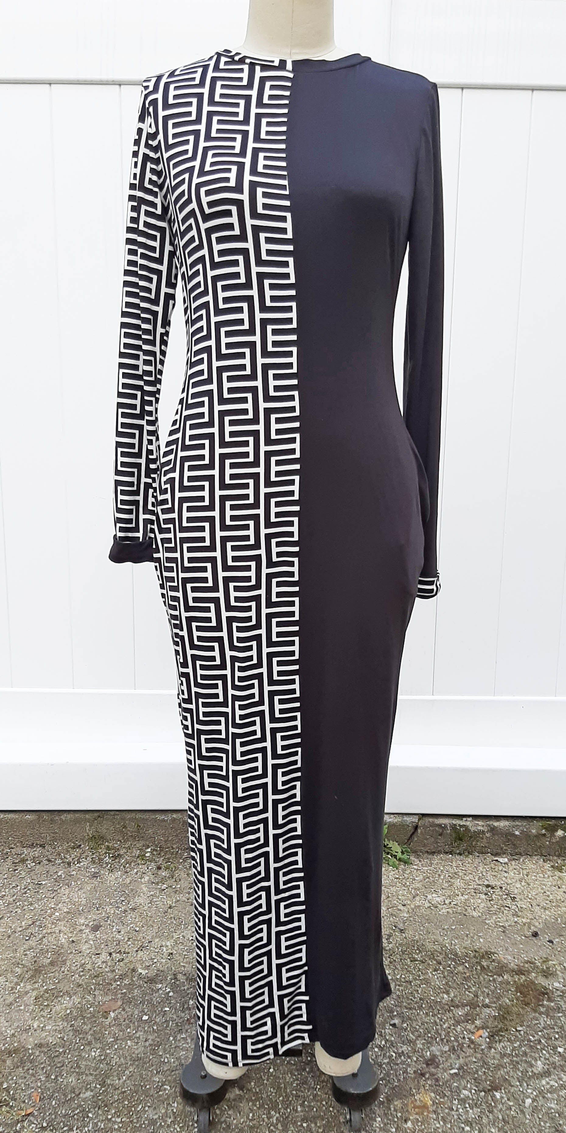 Black Solid w/ Geo Print Dress