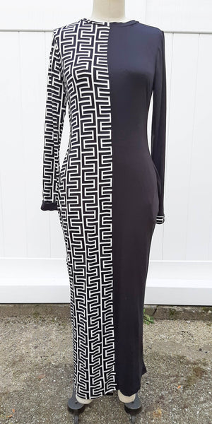 Black Solid w/ Geo Print Dress
