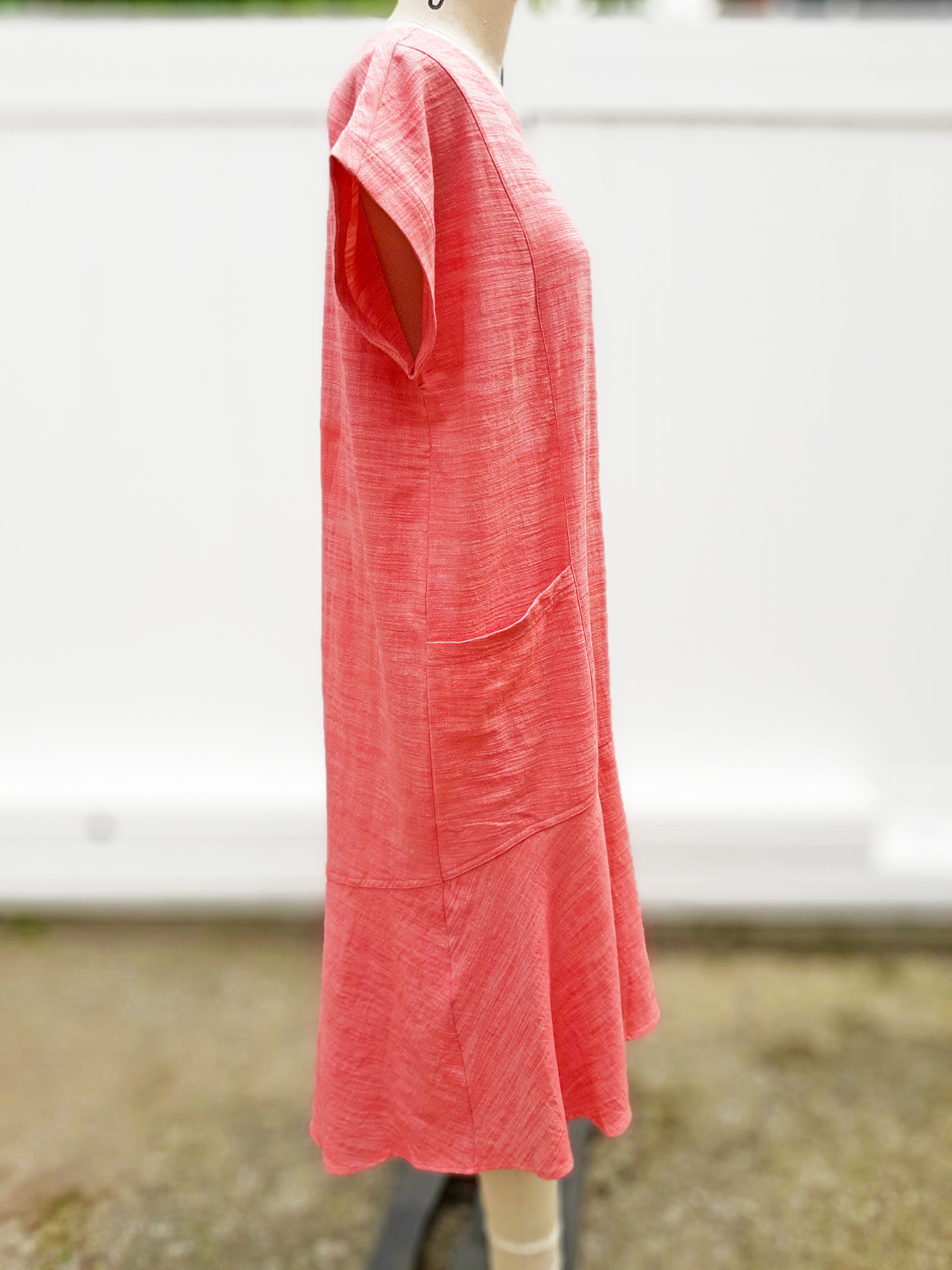 Coral Two Toned Midi Dress