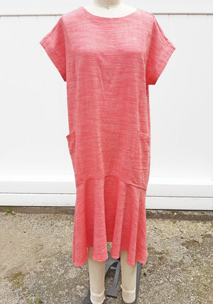 Coral Two Toned Midi Dress