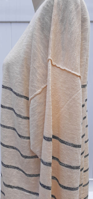 Beige Gray Stripe Knit Set