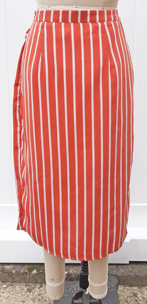 Rust/White Stripe Wrap Skirt