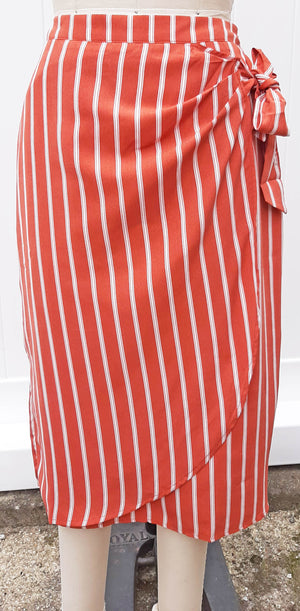 Rust/White Stripe Wrap Skirt