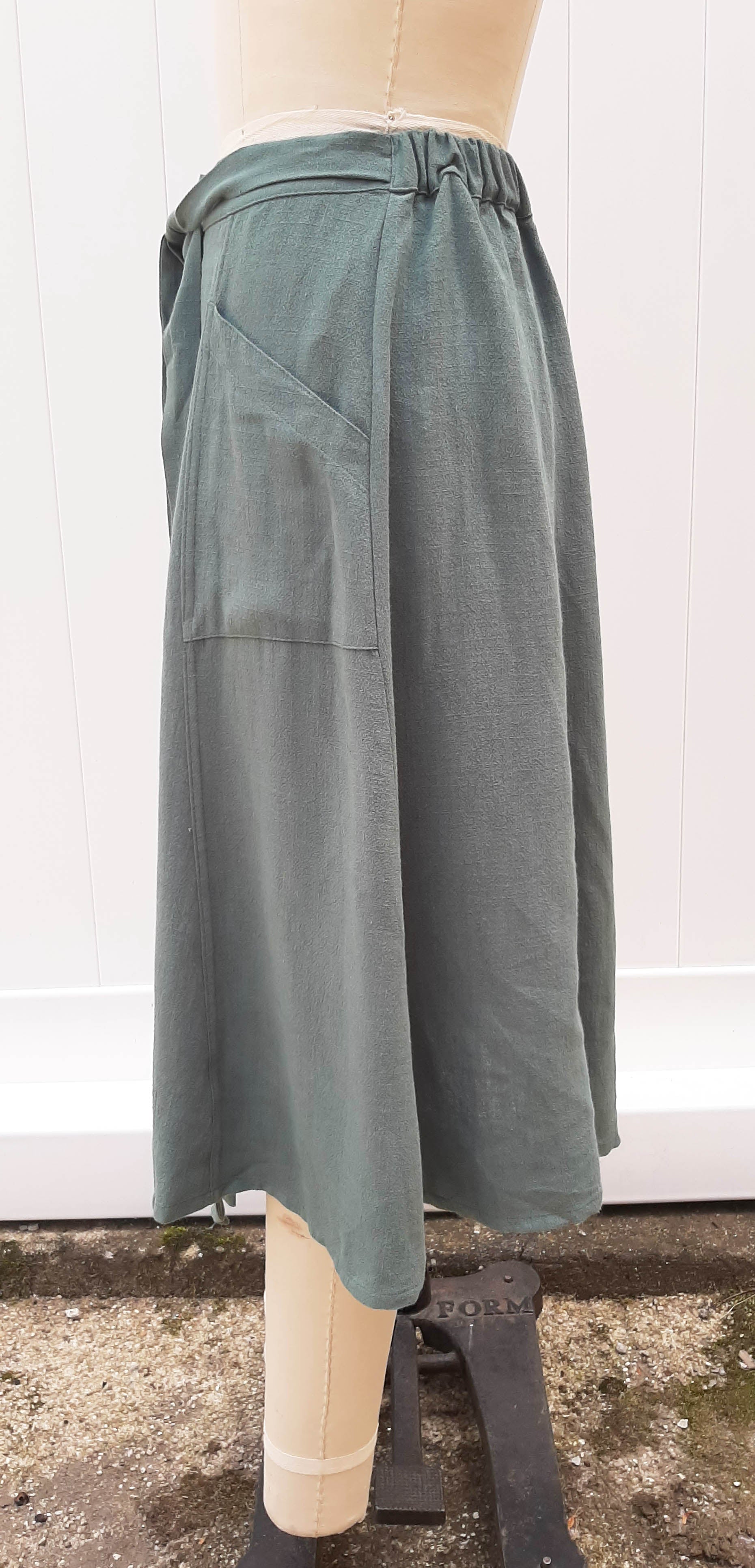 Sage A-line Button Down Skirt