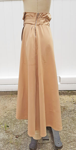 Tan Asymmetrical Skirt w/ Belt