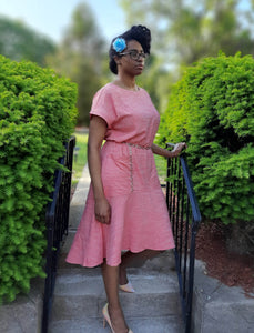 Coral Two Toned Midi Dress